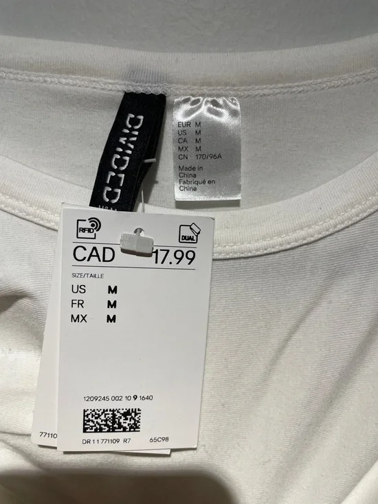 NWT Divided Women’s White Short Sleeve Tee with Shoulder Knot - Picture 2 of 6